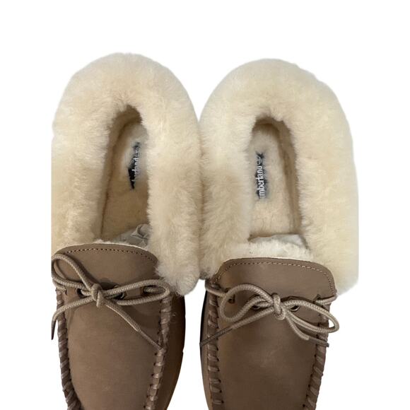 Timberland Tie Moc Sherling Slippers - Taupe Gray - Size 9 - Picture 3 of 7